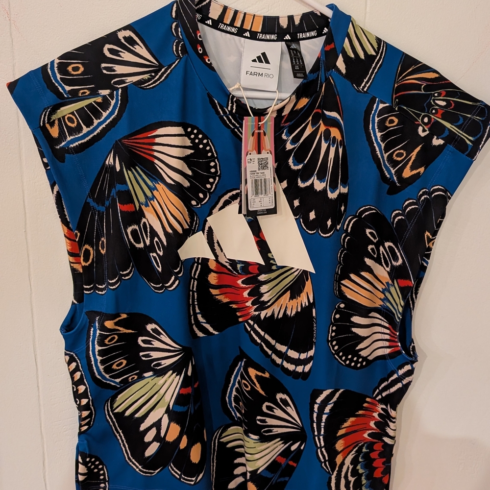 Farm Rio Blue Butterfly Print Top